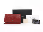 Chanel Red Embossed Leather Camelia Wallet on Chain WOC SHW