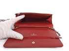 Chanel Red Embossed Leather Camelia Wallet on Chain WOC SHW
