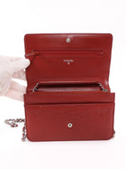 Chanel Red Embossed Leather Camelia Wallet on Chain WOC SHW