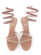 René Caovilla Nude Cleo Strass Crystal Wrap Around Sandals - 37 / 37.5