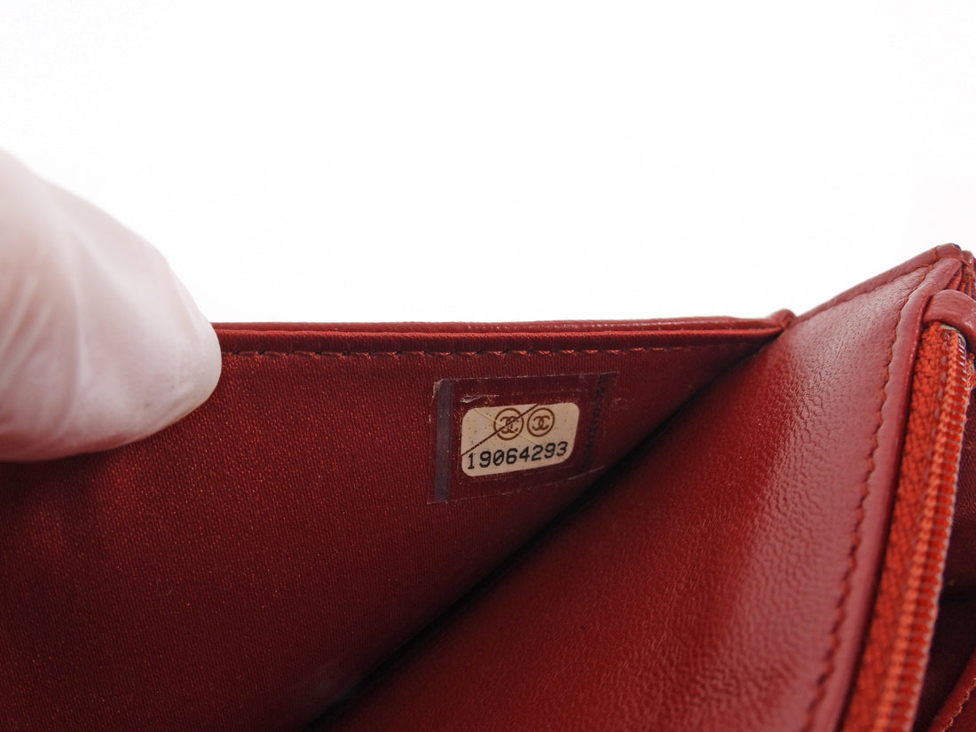 Chanel Red Embossed Leather Camelia Wallet on Chain WOC SHW