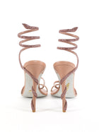 René Caovilla Nude Cleo Strass Crystal Wrap Around Sandals - 37 / 37.5