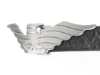 Emporio Armani Silver Eagle Buckle Black Leather Belt