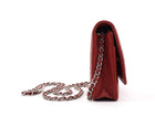 Chanel Red Embossed Leather Camelia Wallet on Chain WOC SHW