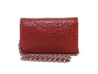 Chanel Red Embossed Leather Camelia Wallet on Chain WOC SHW