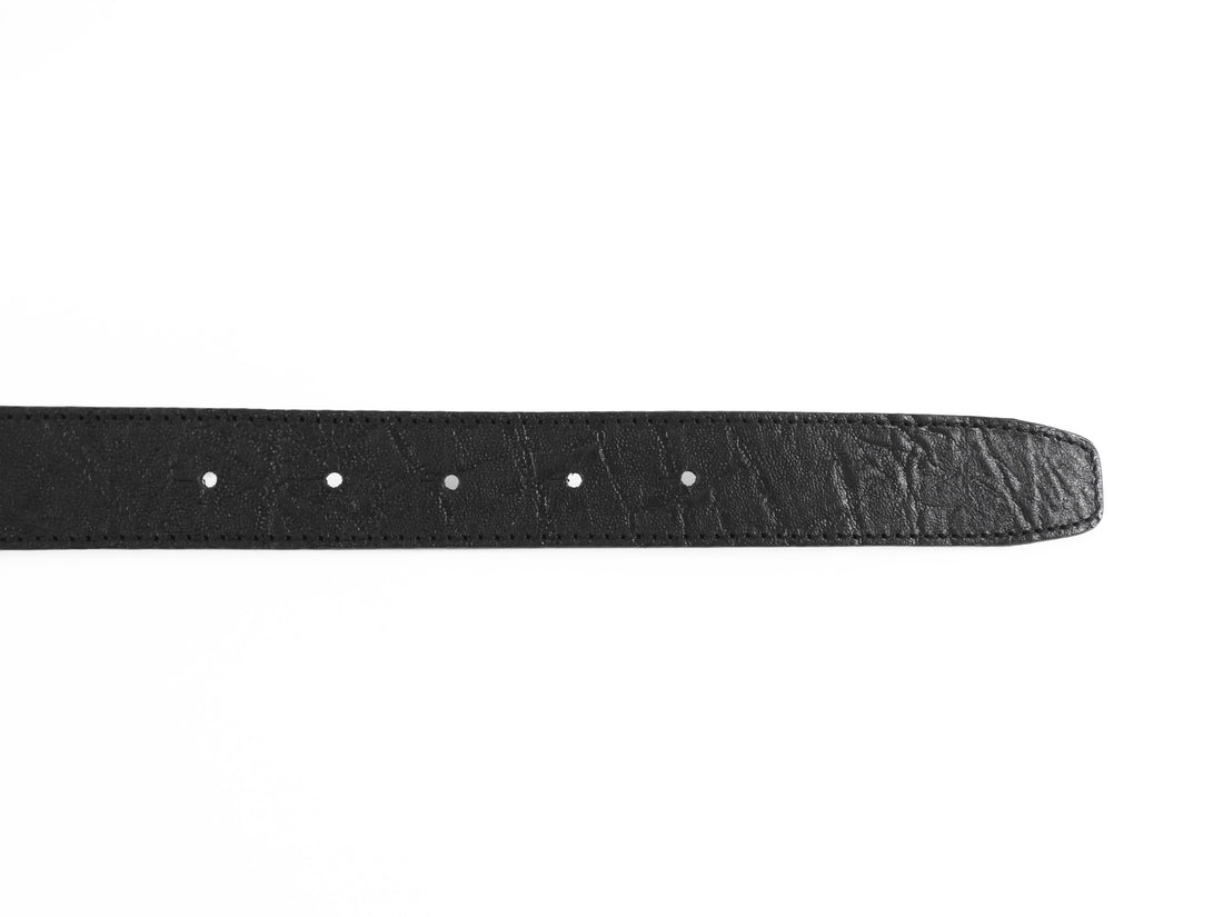 Emporio Armani Silver Eagle Buckle Black Leather Belt