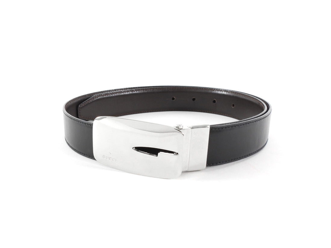 Gucci By Tom Ford Vintage 1998 Silver G Buckle Black Leather Belt  - 85/34