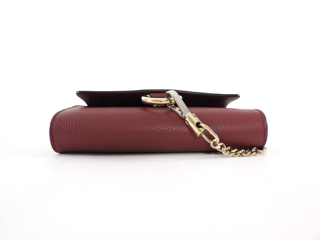 Chloe Burgundy Red Leather Mini Faye Clutch with Strap