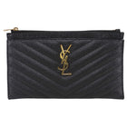 Saint Laurent Black Grain de Poudre Chevron Zip Bill Pouch