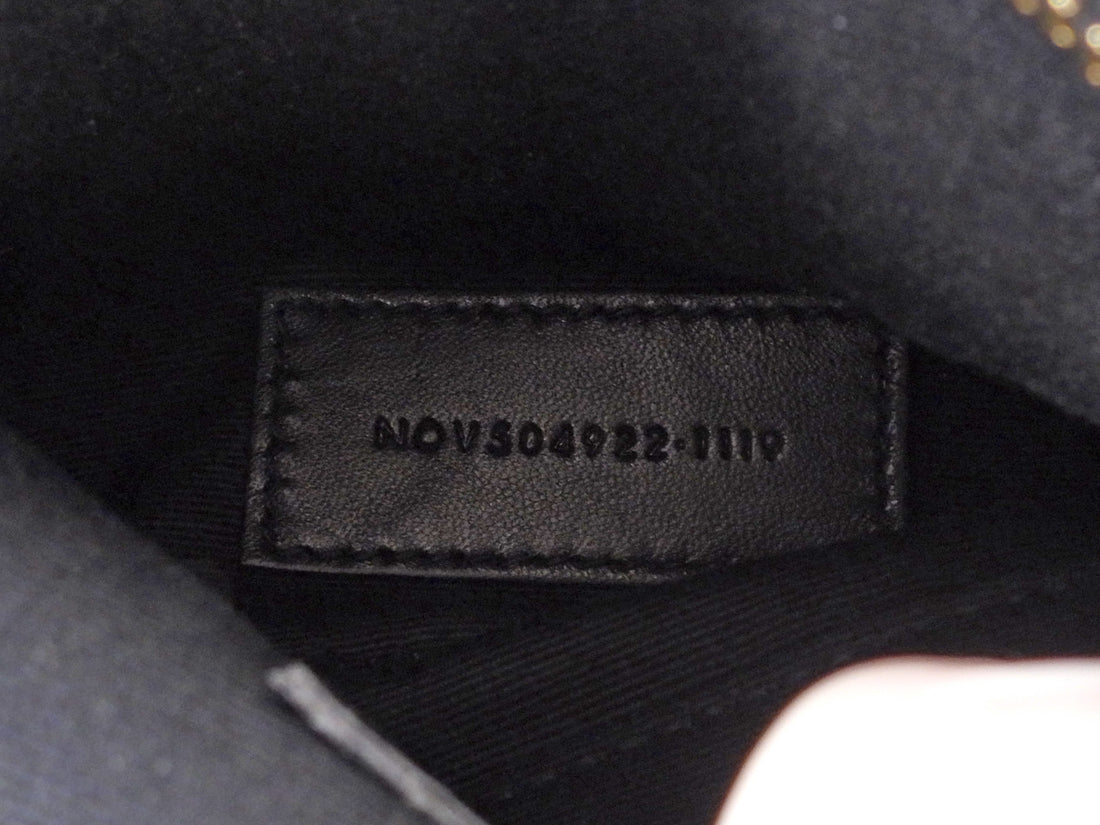 Saint Laurent Black Grain de Poudre Chevron Zip Bill Pouch