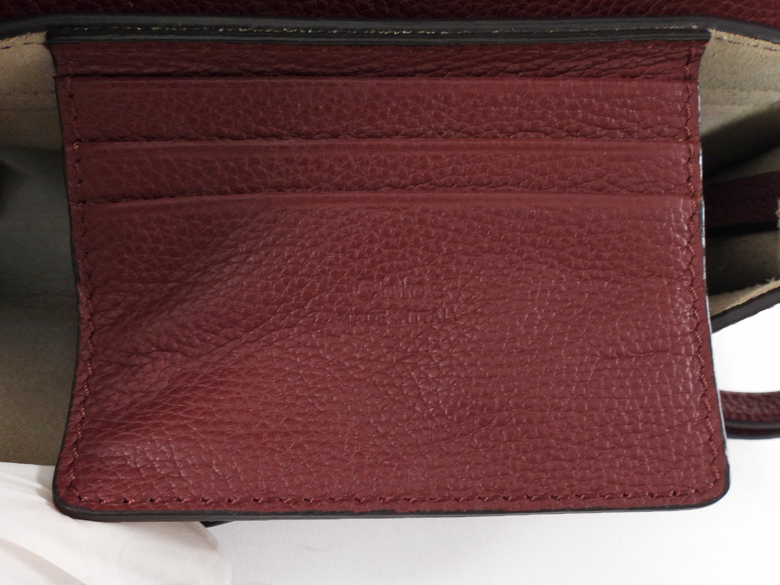 Chloe Burgundy Red Leather Mini Faye Clutch with Strap