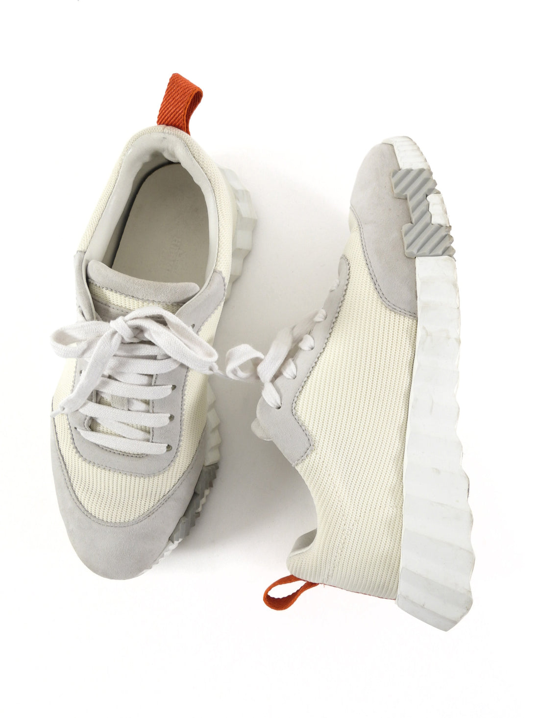 Hermes Ivory & Grey Bouncing Sneaker - 37