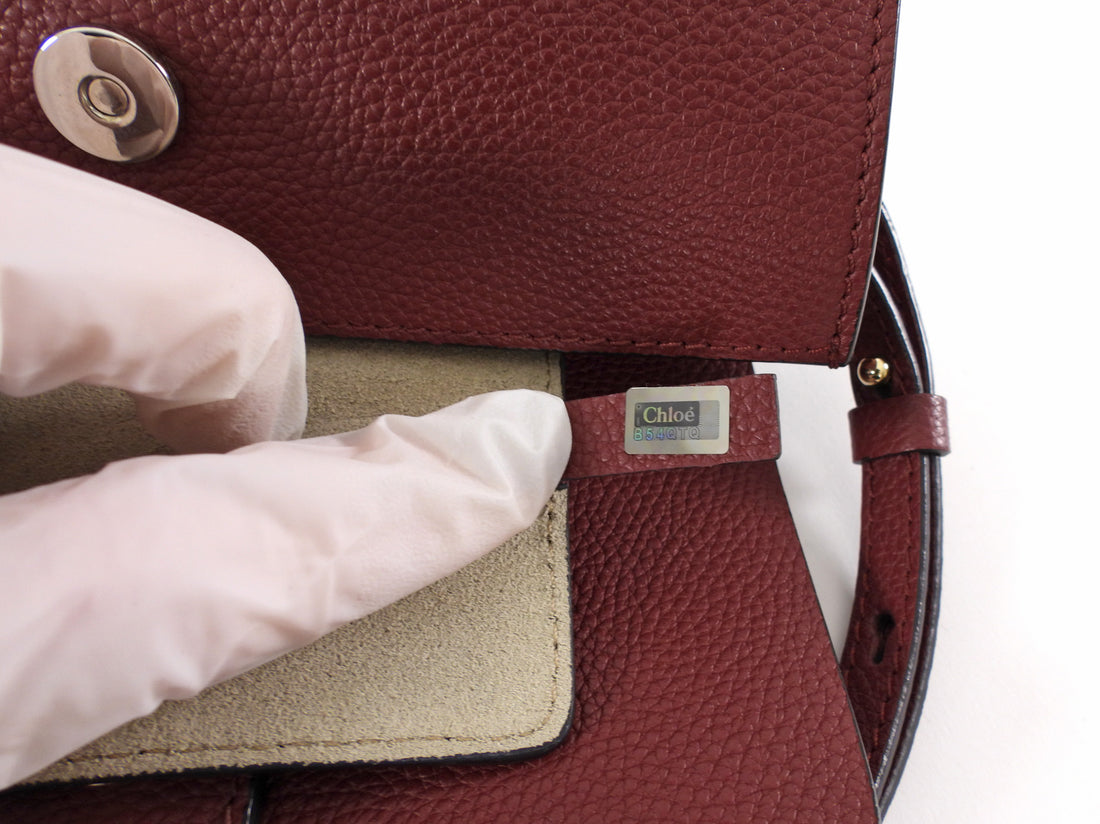 Chloe Burgundy Red Leather Mini Faye Clutch with Strap