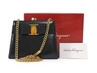 Ferragamo Black Vintage Vera Bow Mini Chain Bag