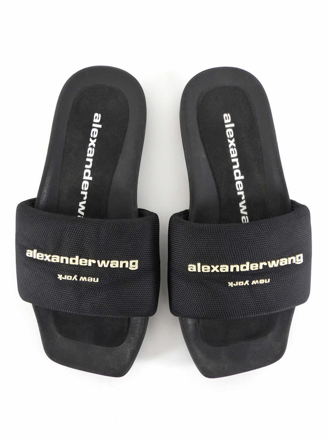 Alexander Wang Black Logo Pool Slides - 37
