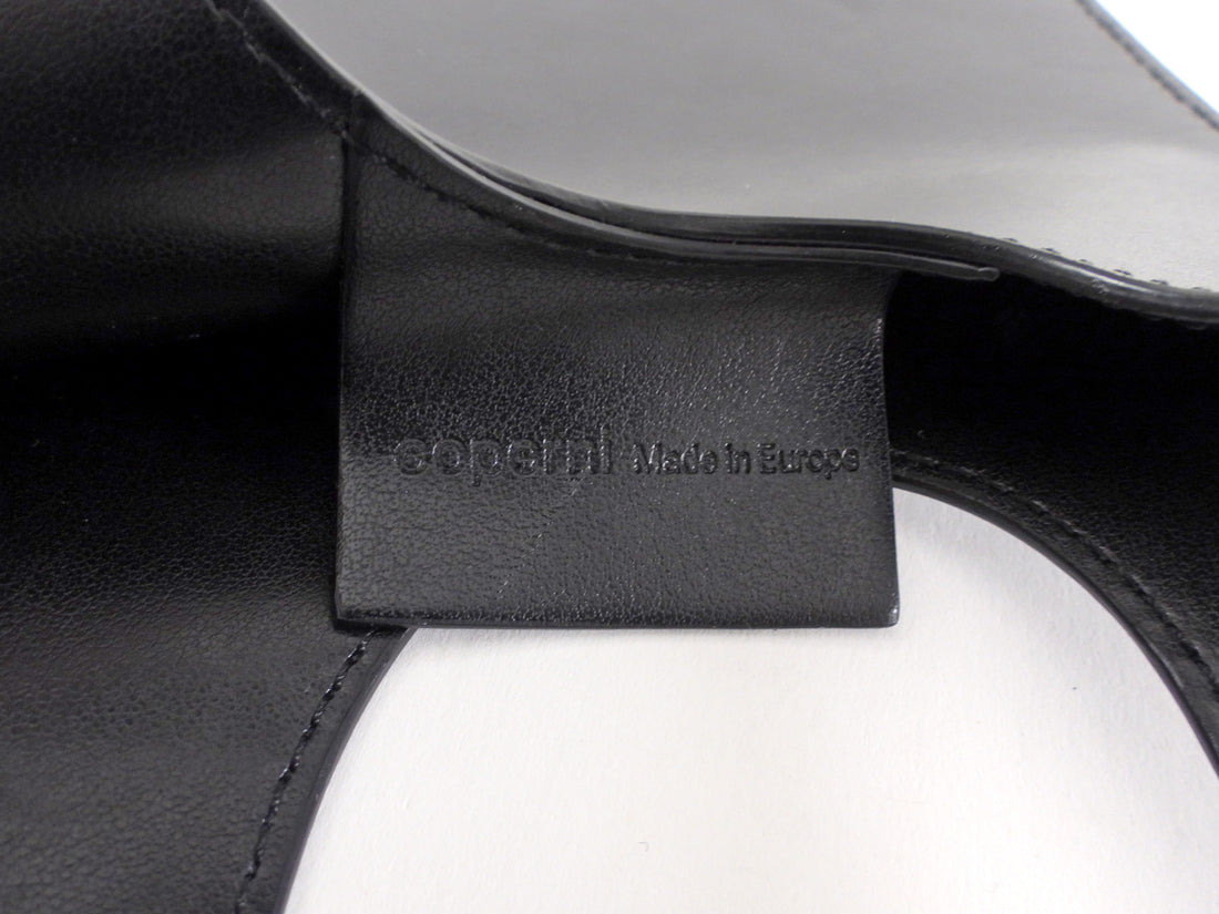 Coperni Black Leather Mini Heart Tote Bag with Strap