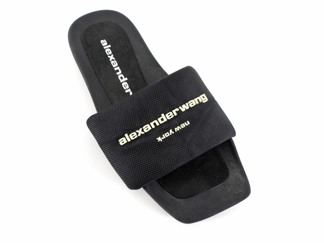 Alexander Wang Black Logo Pool Slides - 37