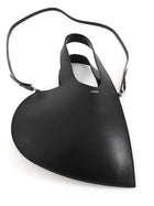 Coperni Black Leather Mini Heart Tote Bag with Strap