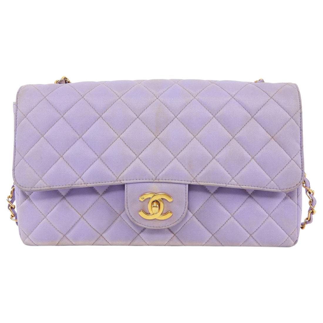 Chanel Lavender Purple Vintage 1994-96 Quilted Nylon CC Classic Single Flap Chain Bag