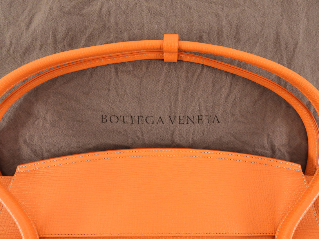 Bottega Veneta Orange Grained Leather Medium Arco Tote Bag
