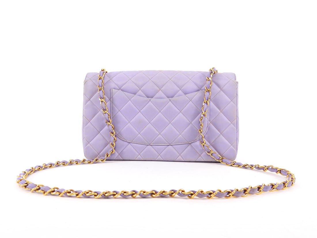 Chanel Lavender Purple Vintage 1994-96 Quilted Nylon CC Classic Single Flap Chain Bag