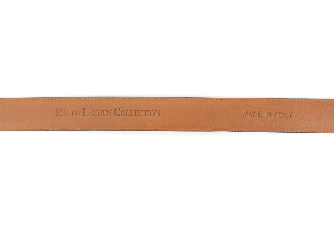 Ralph Lauren Sterling Silver RL Initial Navy Leather Belt - 85 / 34