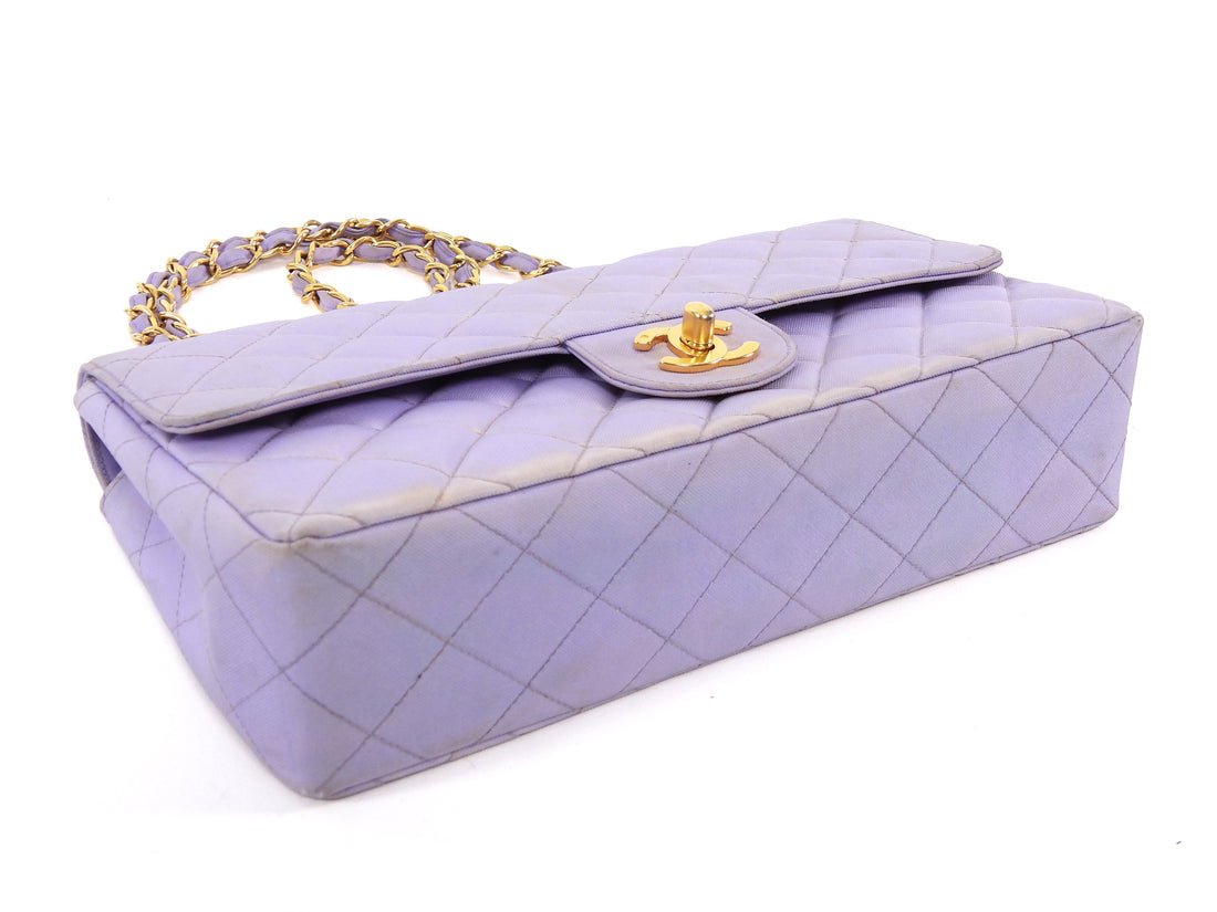 Chanel Lavender Purple Vintage 1994-96 Quilted Nylon CC Classic Single Flap Chain Bag