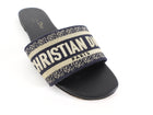 Christian Dior Navy Logo D-Way Flat Sandals - 37