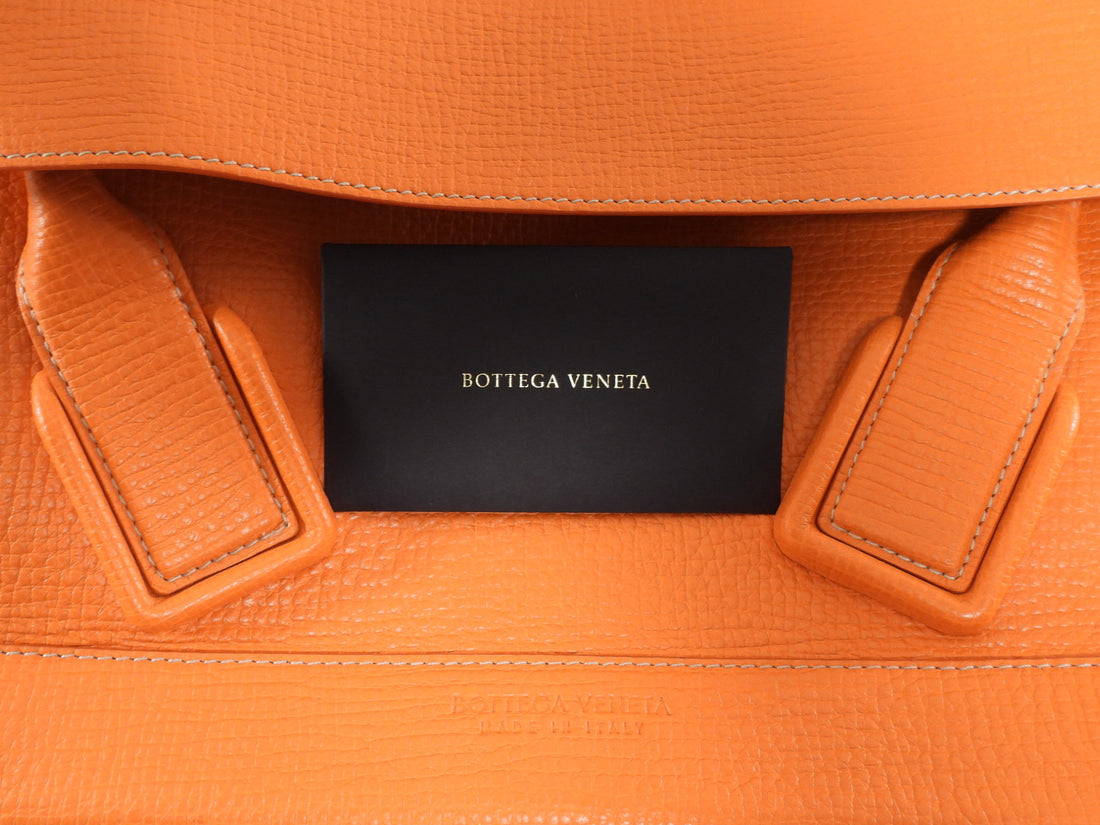 Bottega Veneta Orange Grained Leather Medium Arco Tote Bag