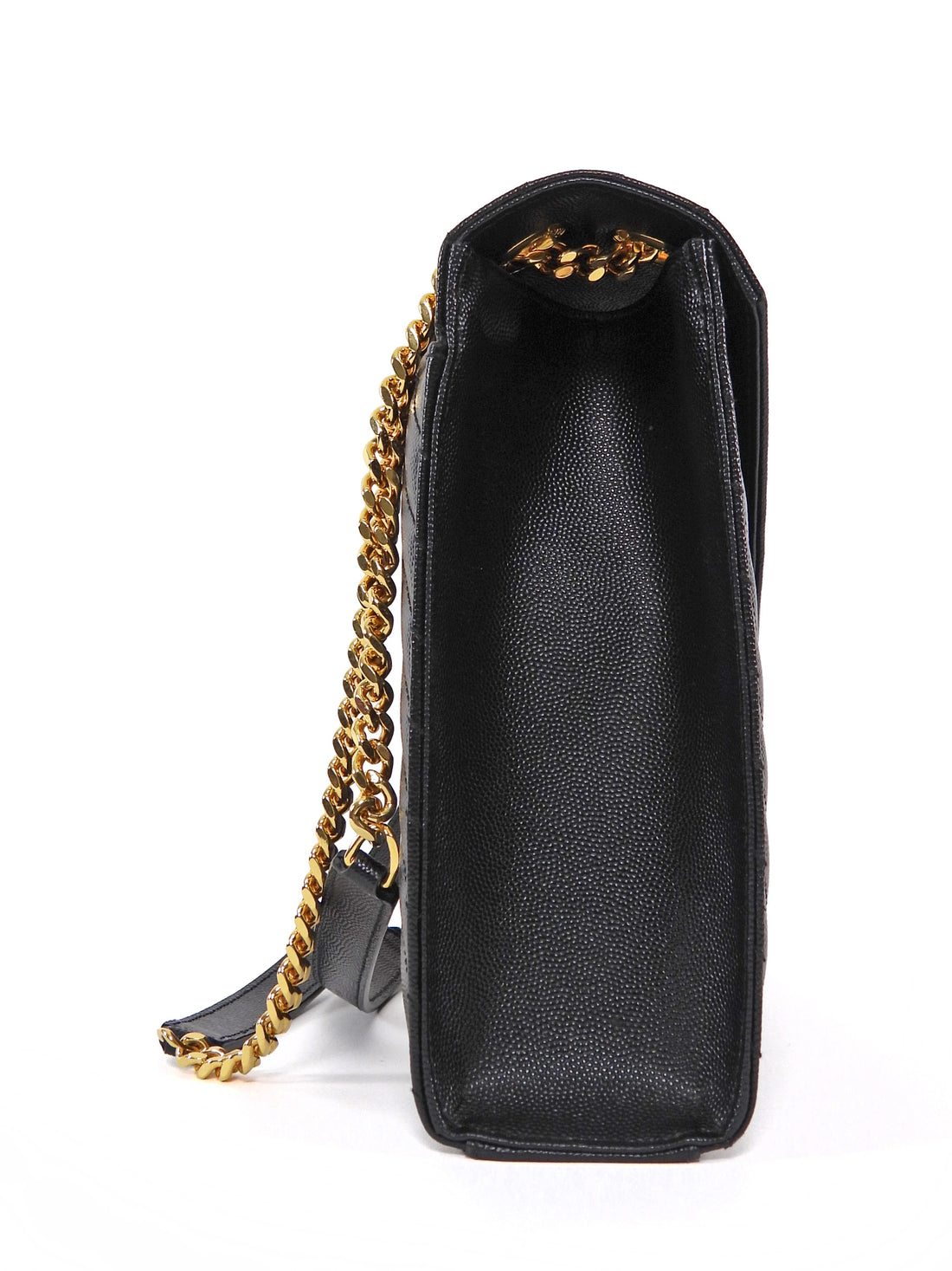 Saint Laurent Black Grain de Poudre Matelasse Quilted Envelope Chain Flap Bag Large GHW