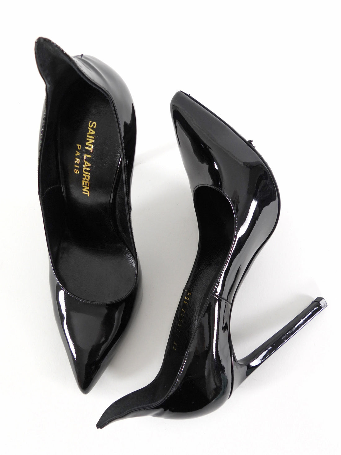 Saint Laurent Black Patent Leather 115mm High Heel Pumps - 36.5