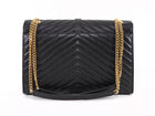 Saint Laurent Black Grain de Poudre Matelasse Quilted Envelope Chain Flap Bag Large GHW