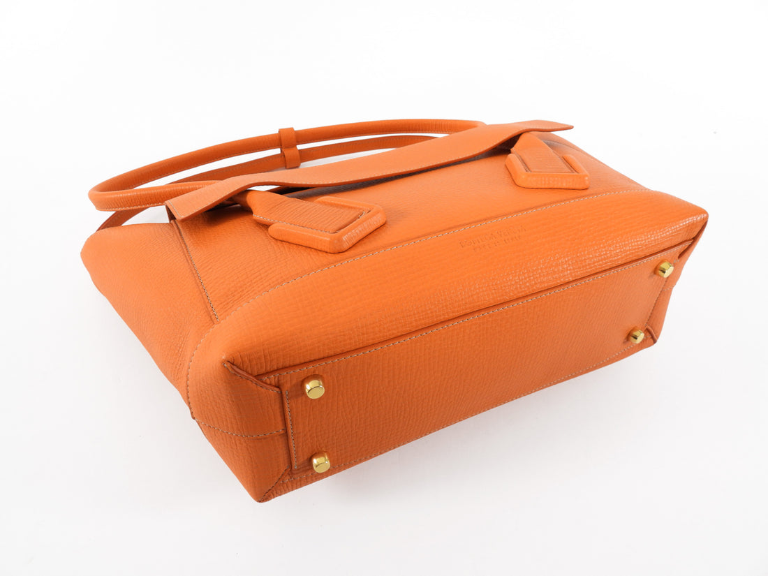 Bottega Veneta Orange Grained Leather Medium Arco Tote Bag