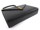 Saint Laurent Black Grain de Poudre Matelasse Quilted Envelope Chain Flap Bag Large GHW