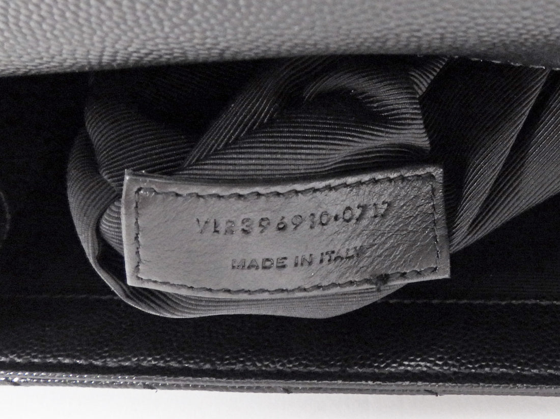 Saint Laurent Black Grain de Poudre Matelasse Quilted Envelope Chain Flap Bag Large GHW