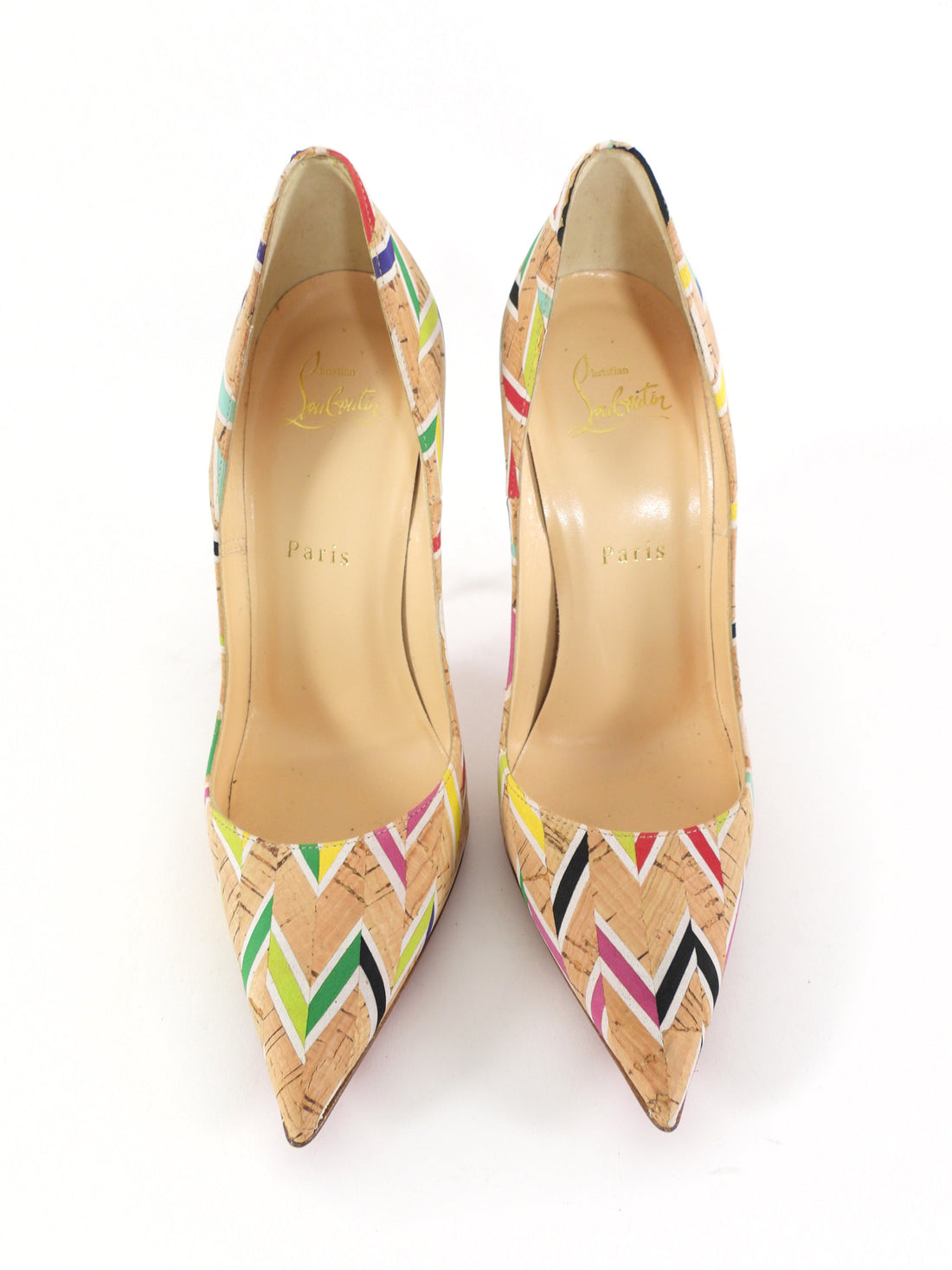 Christian Louboutin So Kate 120 Chevron Cork Pumps - 38.5 / 7.5