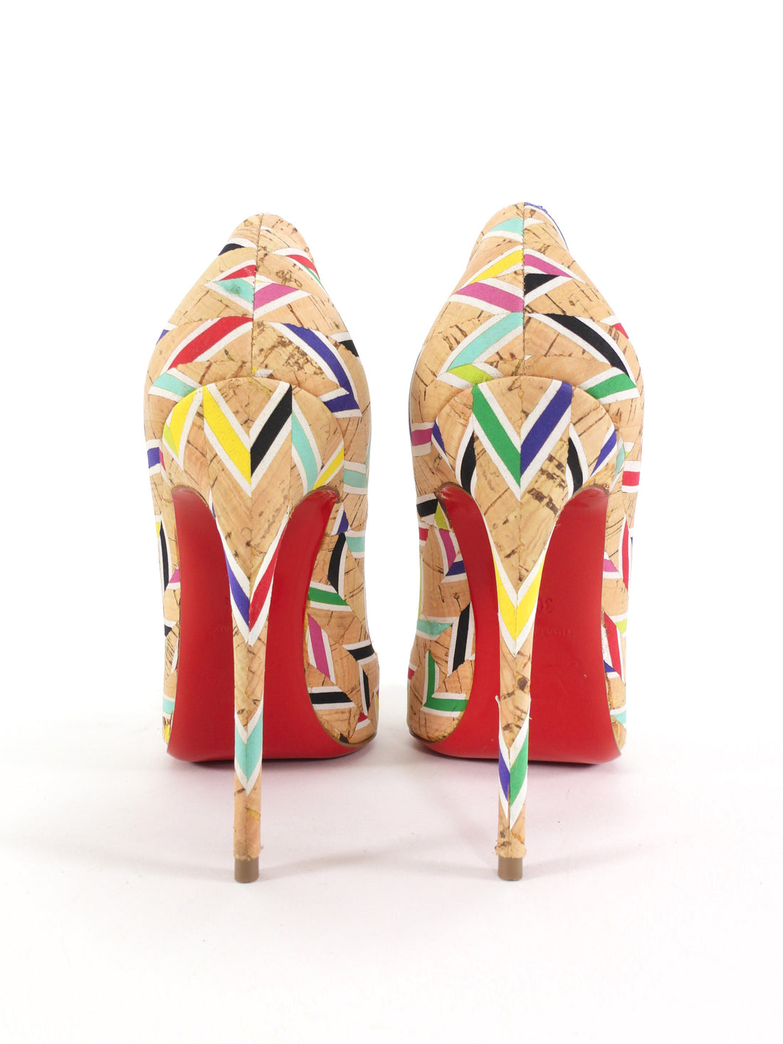 Christian Louboutin So Kate 120 Chevron Cork Pumps - 38.5 / 7.5