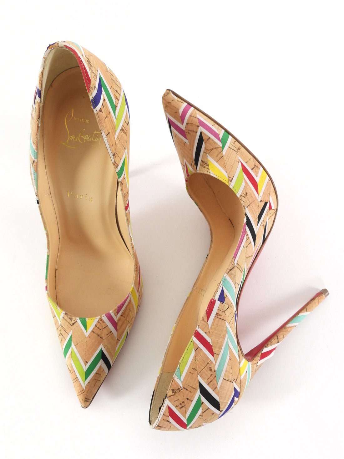 Christian Louboutin So Kate 120 Chevron Cork Pumps - 38.5 / 7.5