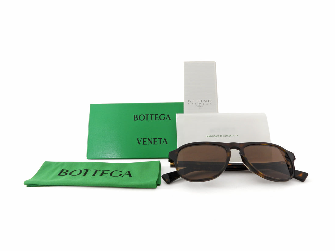 Bottega Veneta Triangle Stud Brown Acetate Aviator Sunglasses - BV1292S
