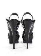 Saint Laurent Tribute Platform Sandals Black Patent Leather - 37