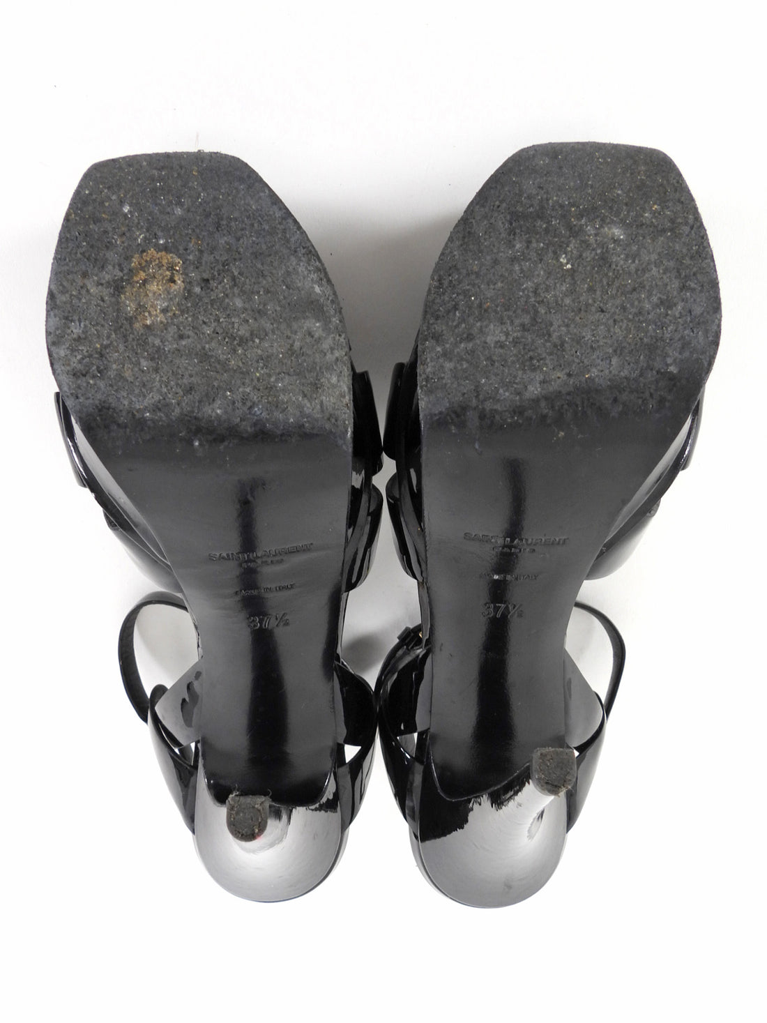 Saint Laurent Tribute Platform Sandals Black Patent Leather - 37