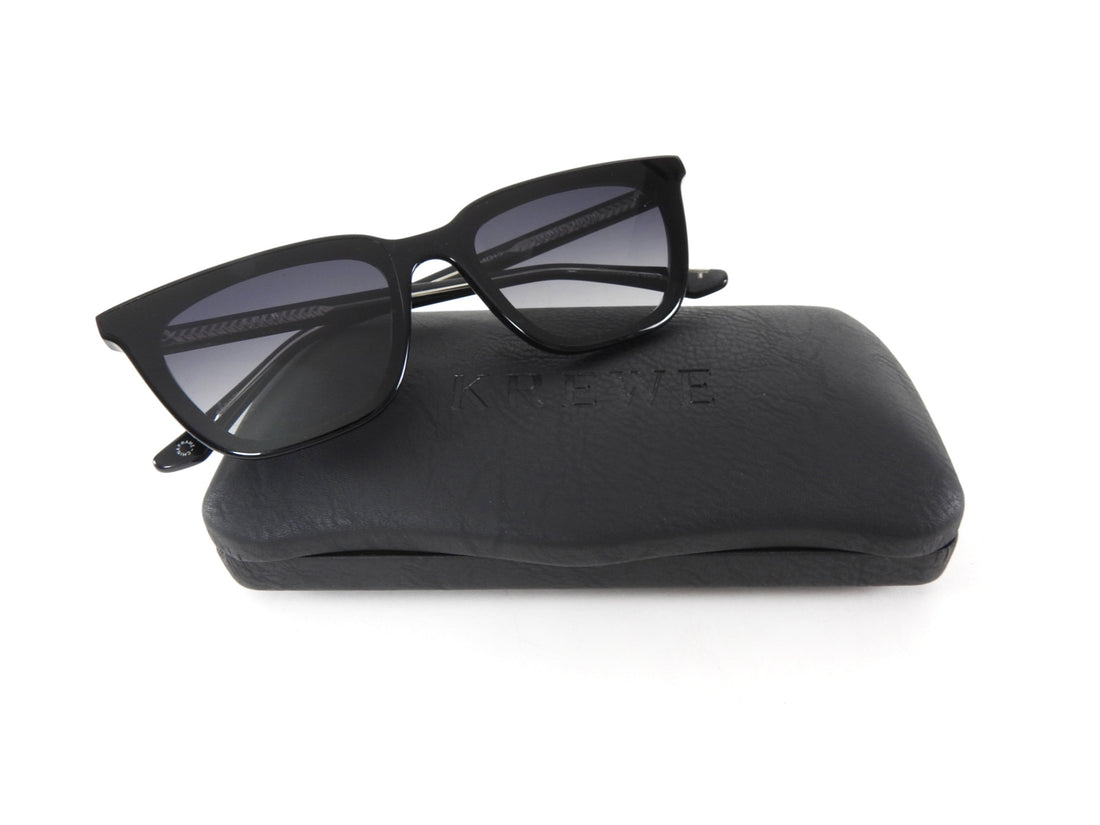 Krewe Bowery Nylon Black Rectangular Sunglasses