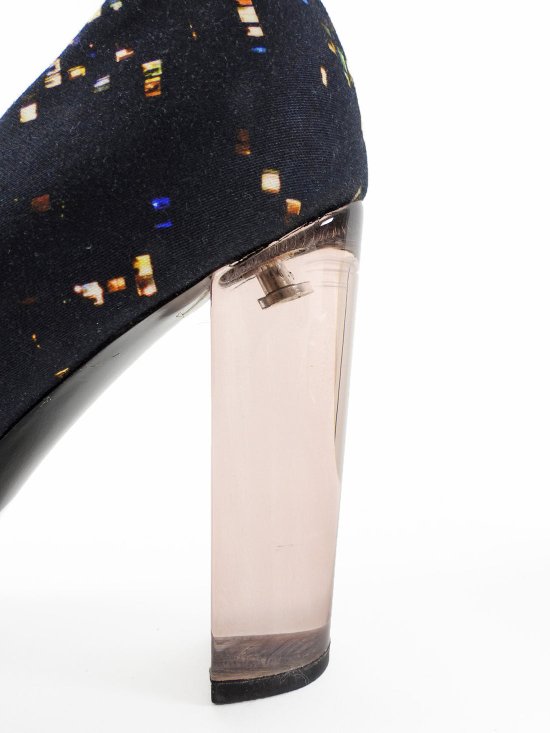 Dries Van Noten Black Printed Fabric Acrylic Heel Pumps - 38.5