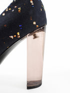 Dries Van Noten Black Printed Fabric Acrylic Heel Pumps - 38.5