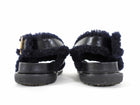 Marni Black and Navy Shearling Fussbett Sandals - 37