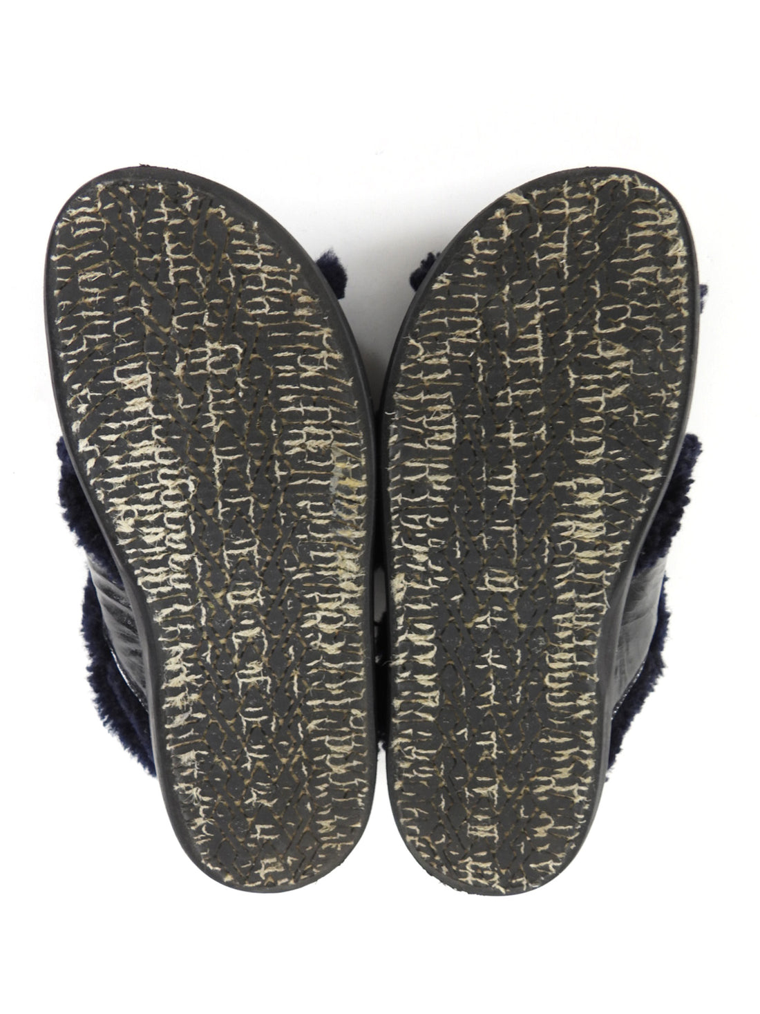 Marni Black and Navy Shearling Fussbett Sandals - 37