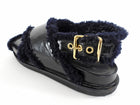 Marni Black and Navy Shearling Fussbett Sandals - 37