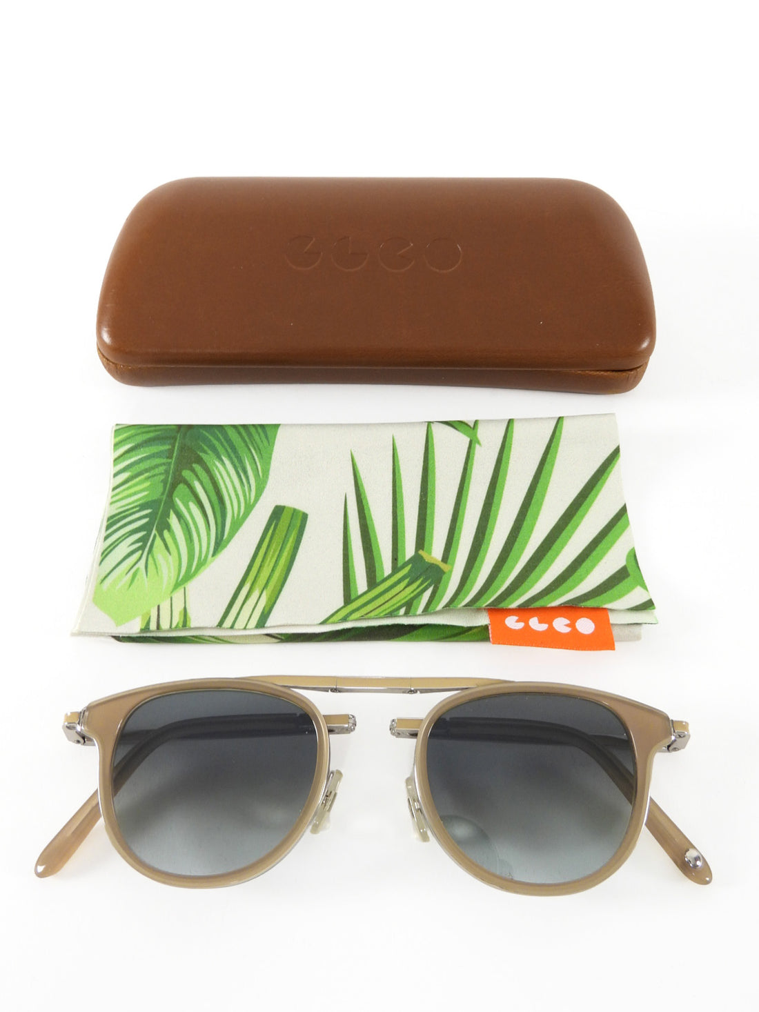 Garrett Leight Taupe Van Buren Combo Fold Sunglasses
