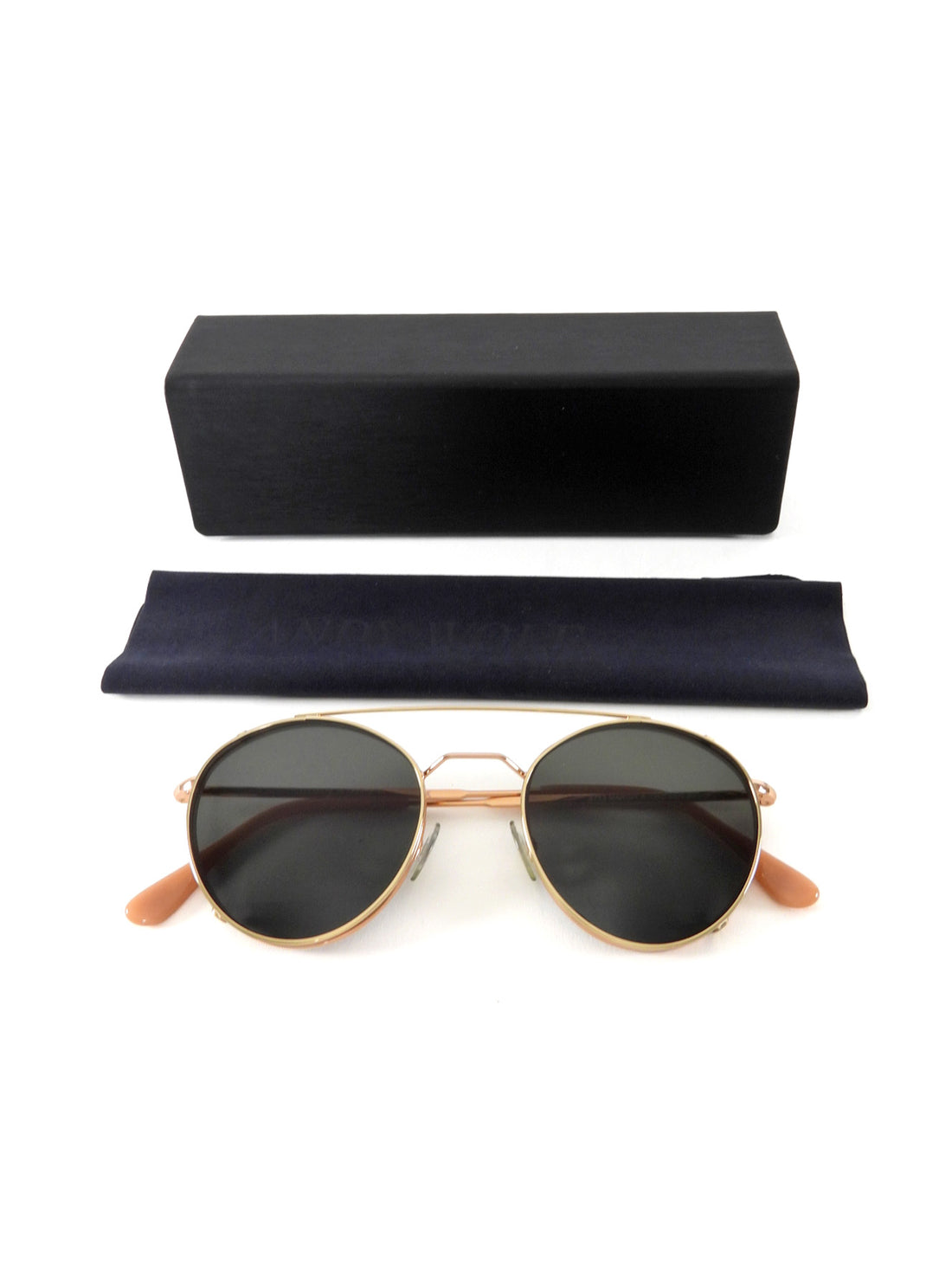 Andy Wolf Gold Round Wire Clip Sunglasses
