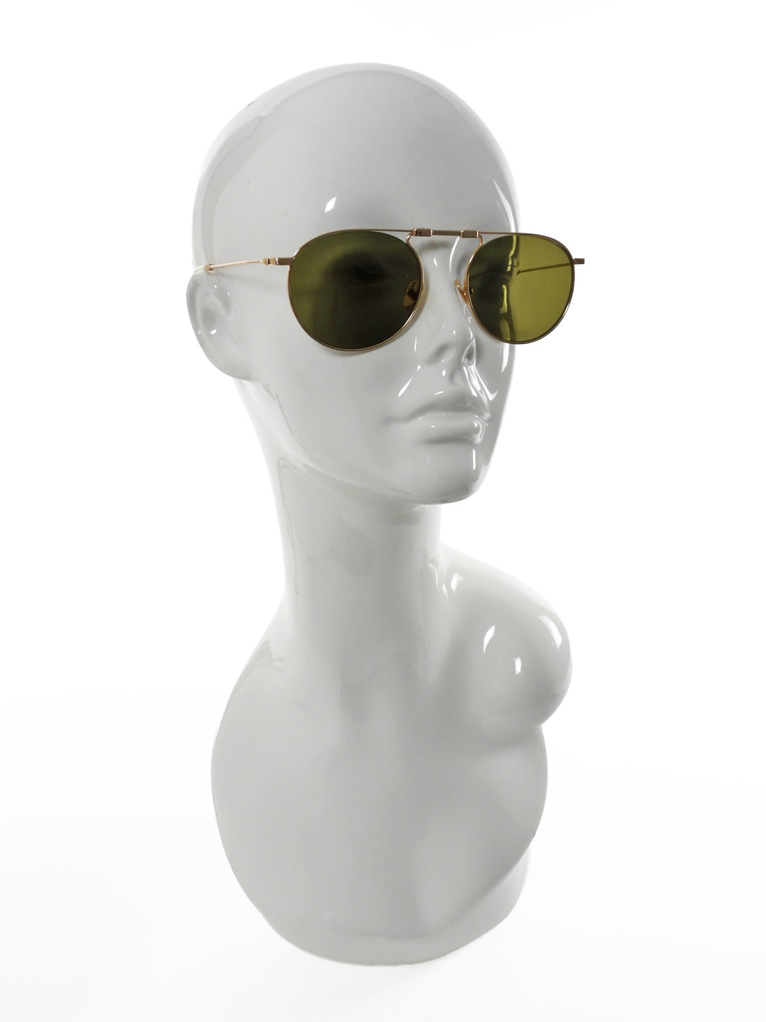 Krewe Gold Round Wire Frame Rampart Fold Sunglasses